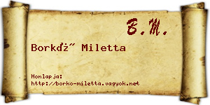 Borkó Miletta névjegykártya